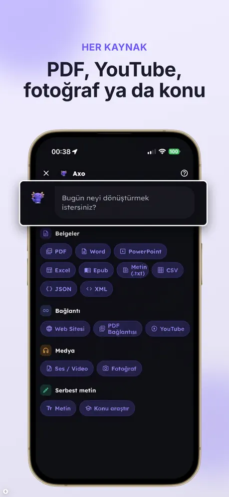 Axo — Herhangi bir kaynaktan